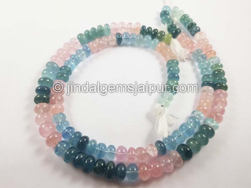 Multi Milky Aquamarine Far Smooth Roundelle Beads